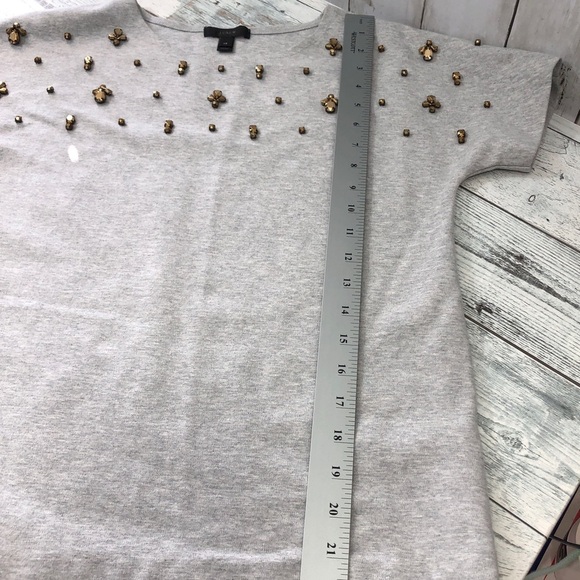 J Crew Black Label Jeweled Dolman Top Gray Extra Small - Picture 5 of 7